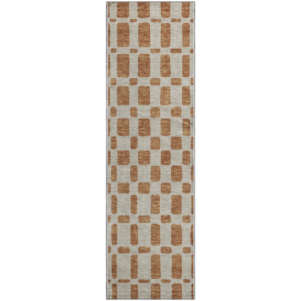 Premium Machine Washable Mayfield AMF871 Terracotta 2'3" x 7'6" Runner Rug. Picture 1