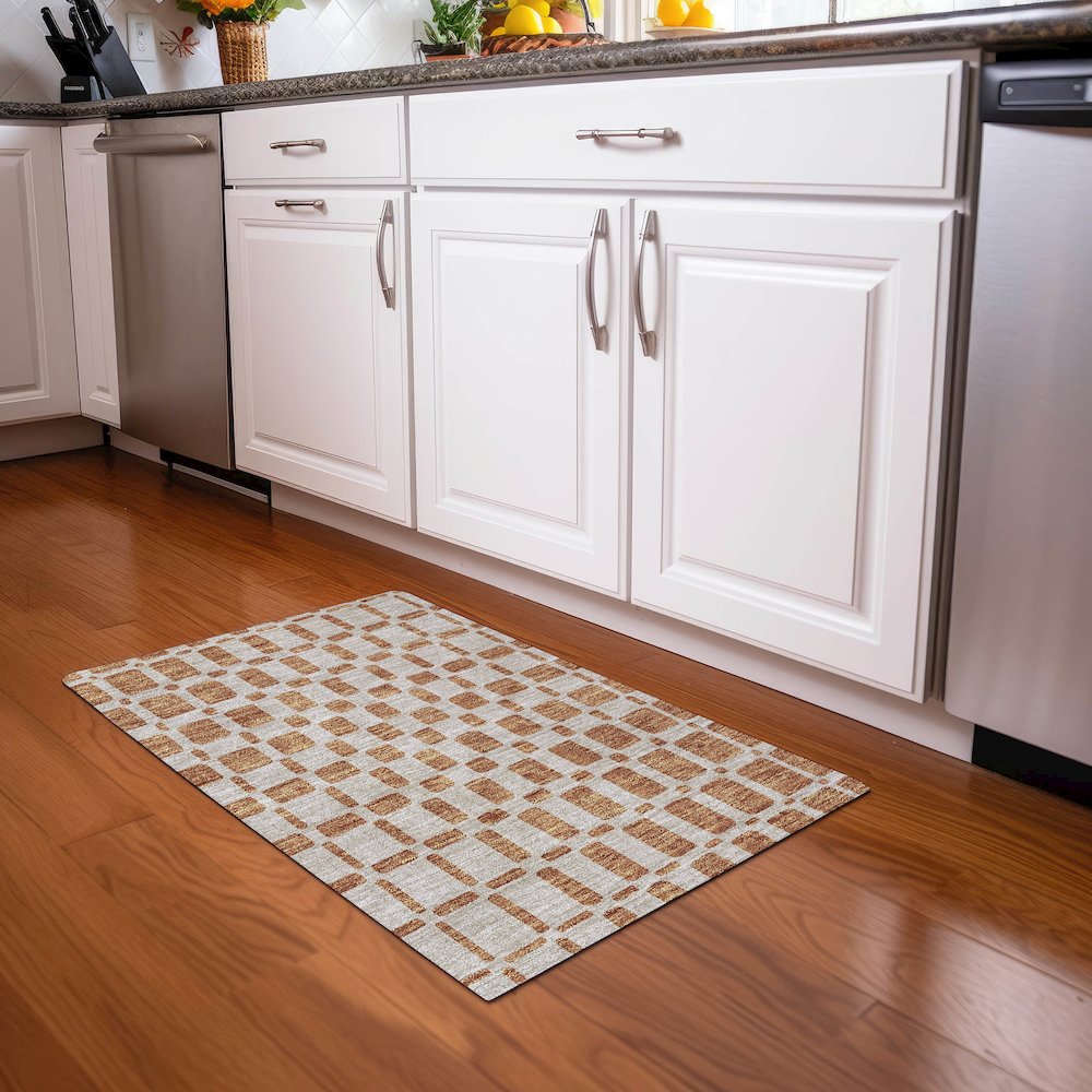Premium Machine Washable Mayfield AMF871 Terracotta 1'8" x 2'6" Rug. Picture 5