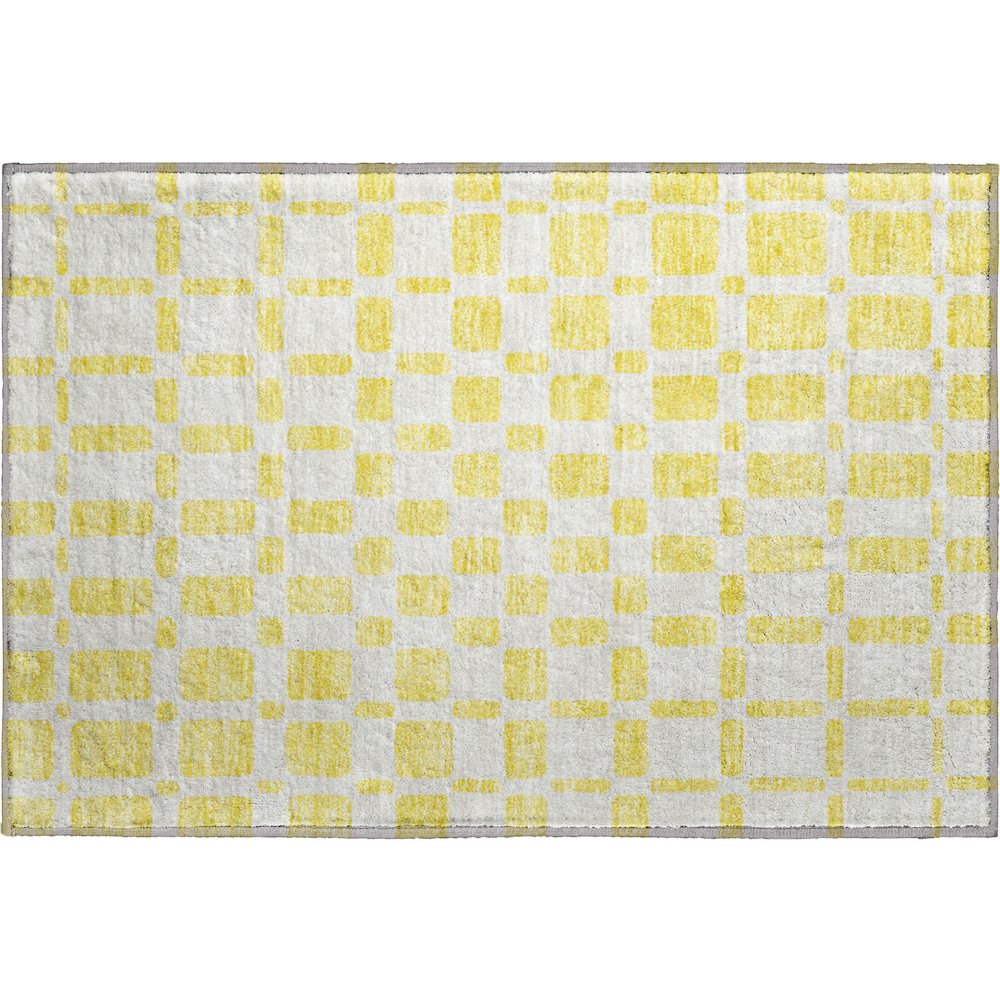 Premium Machine Washable Mayfield AMF871 Yellow 1'8" x 2'6" Rug. Picture 1