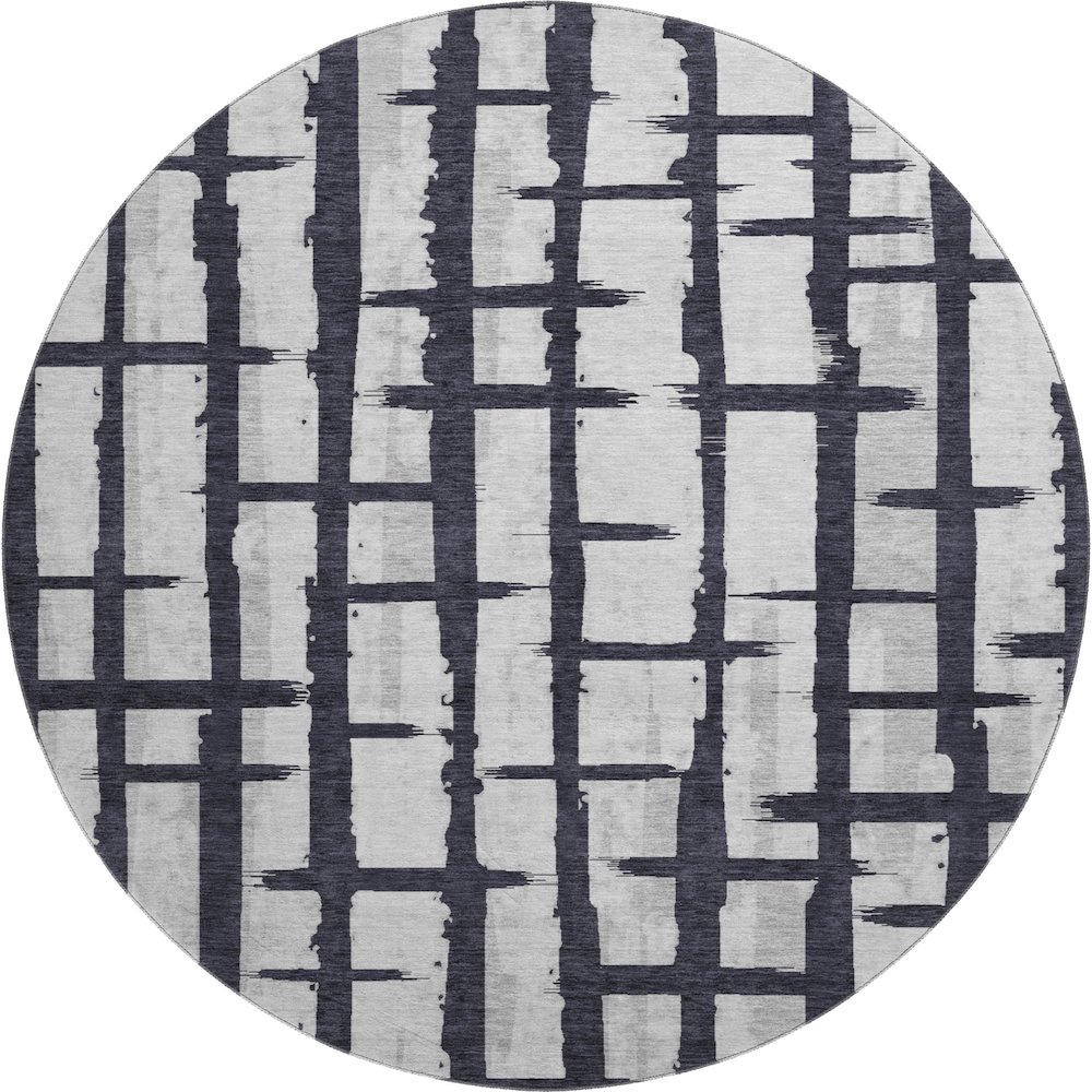 Premium Machine Washable Mayfield AMF872 Black 8' x 8' Round Rug. Picture 1