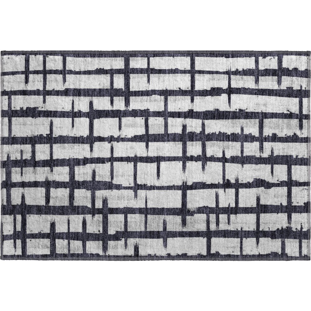 Premium Machine Washable Mayfield AMF872 Black 1'8" x 2'6" Rug. Picture 1