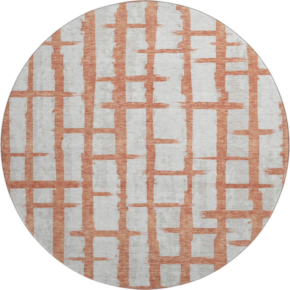 Premium Machine Washable Mayfield AMF872 Coral 8' x 8' Round Rug. Picture 1
