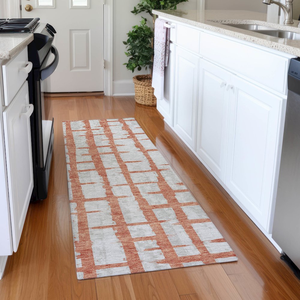 Premium Machine Washable Mayfield AMF872 Coral 2'3" x 7'6" Runner Rug. Picture 5