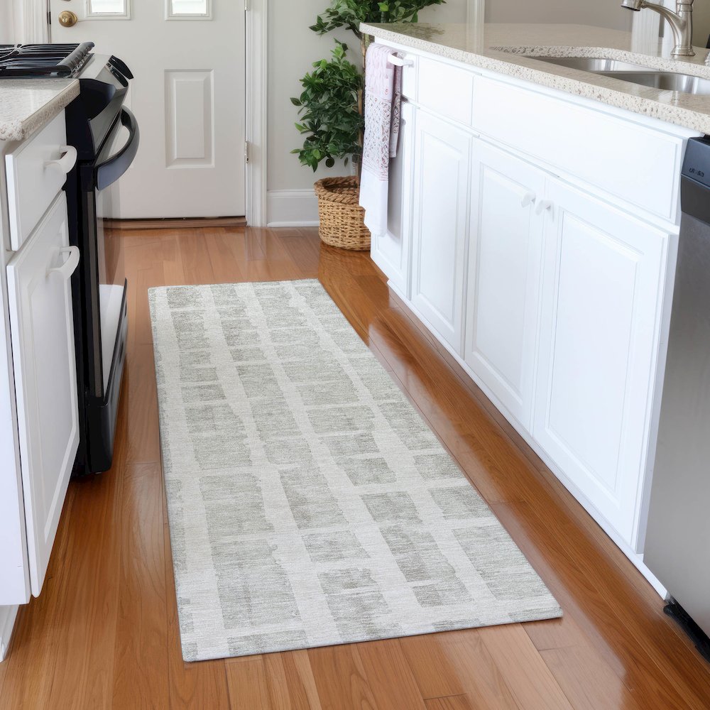 Premium Machine Washable Mayfield AMF872 Ivory 2'3" x 7'6" Runner Rug. Picture 5