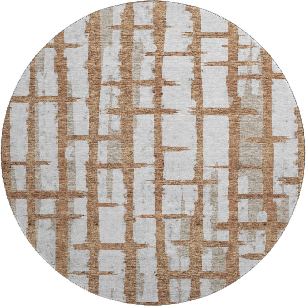 Premium Machine Washable Mayfield AMF872 Paprika 8' x 8' Round Rug. Picture 1
