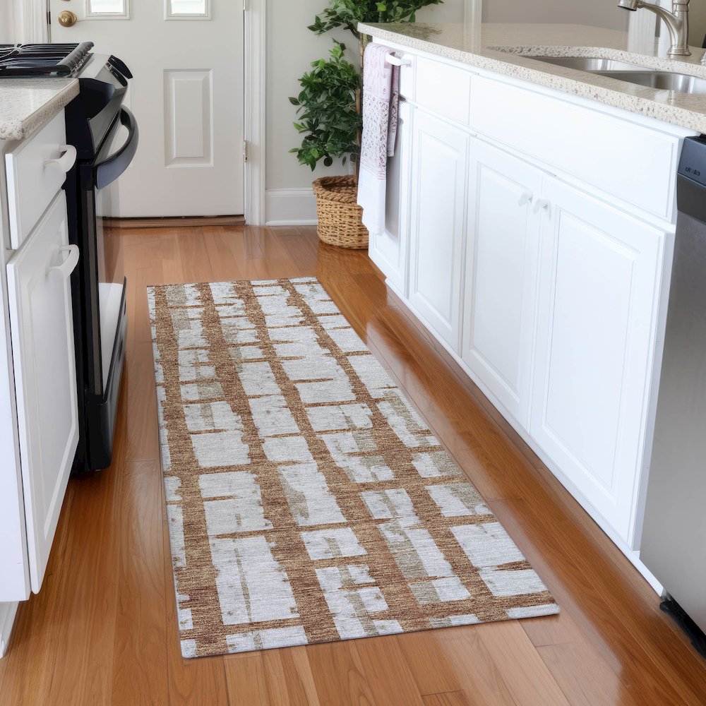 Premium Machine Washable Mayfield AMF872 Paprika 2'3" x 7'6" Runner Rug. Picture 5