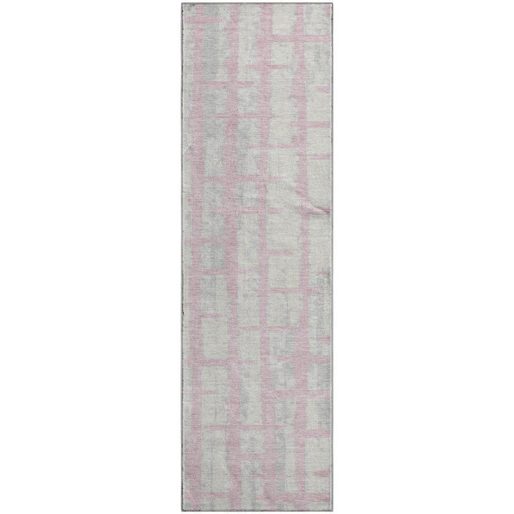 Premium Machine Washable Mayfield AMF872 Pink 2'3" x 7'6" Runner Rug. Picture 1