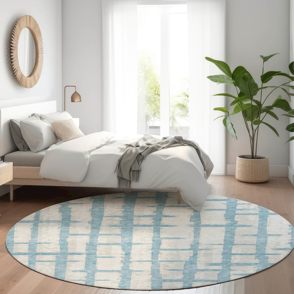 Premium Machine Washable Mayfield AMF872 Sky 8' x 8' Round Rug. Picture 5