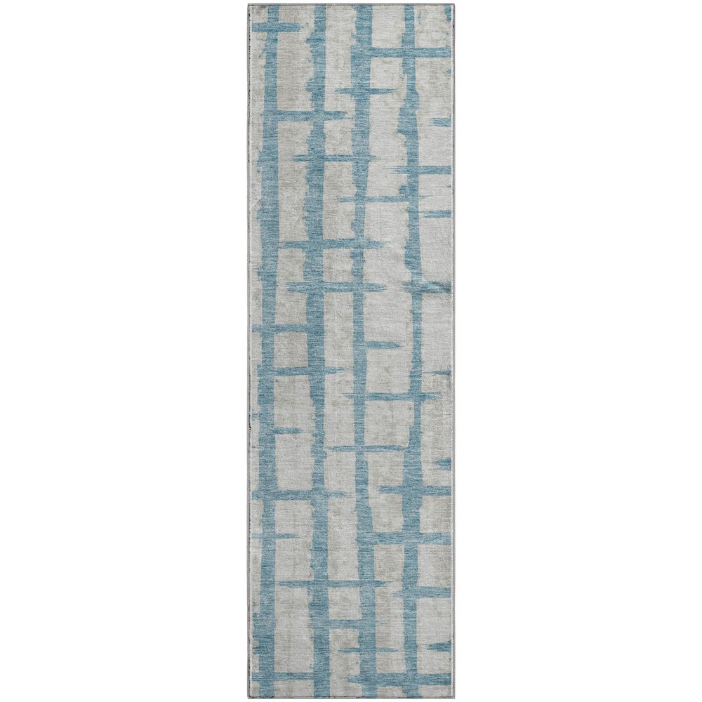 Premium Machine Washable Mayfield AMF872 Sky 2'3" x 7'6" Runner Rug. Picture 1