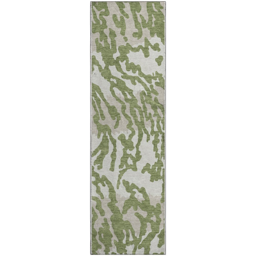Premium Machine Washable Mayfield AMF873 Green 2'3" x 7'6" Runner Rug. Picture 1