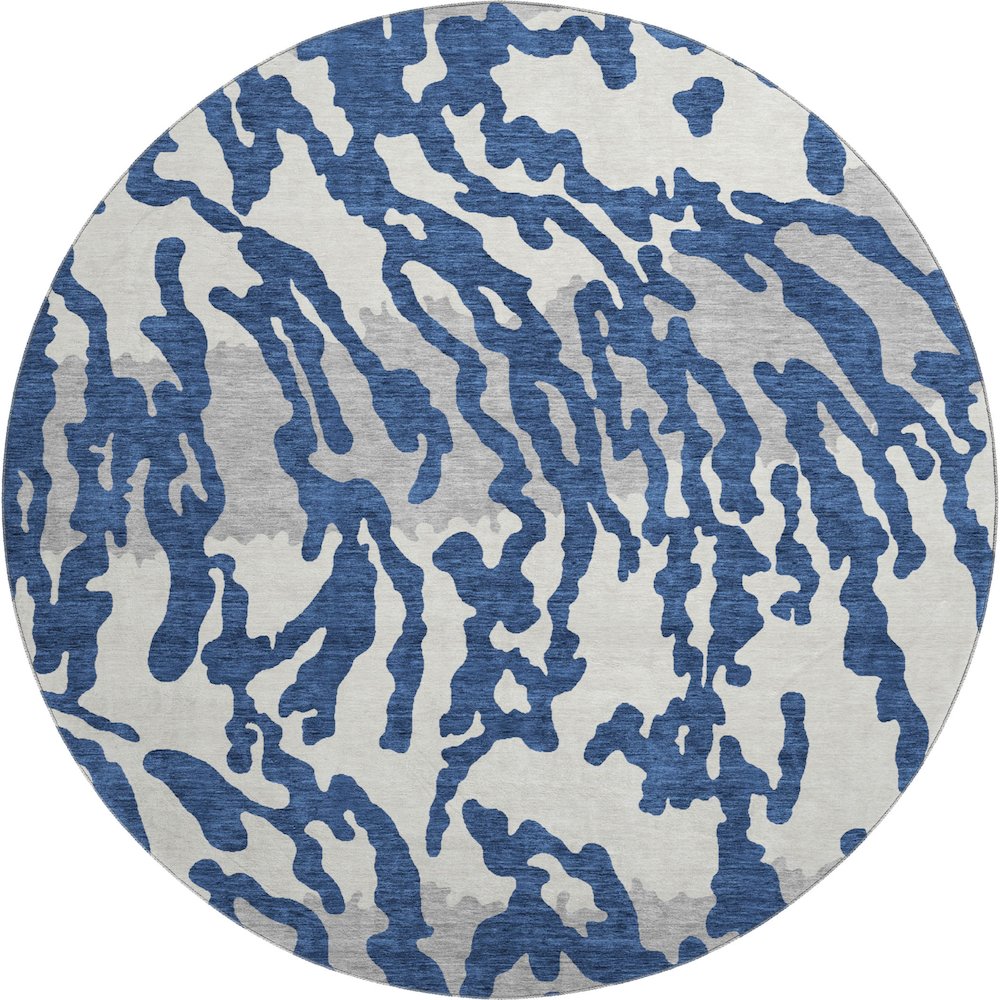 Premium Machine Washable Mayfield AMF873 Navy 8' x 8' Round Rug. Picture 1