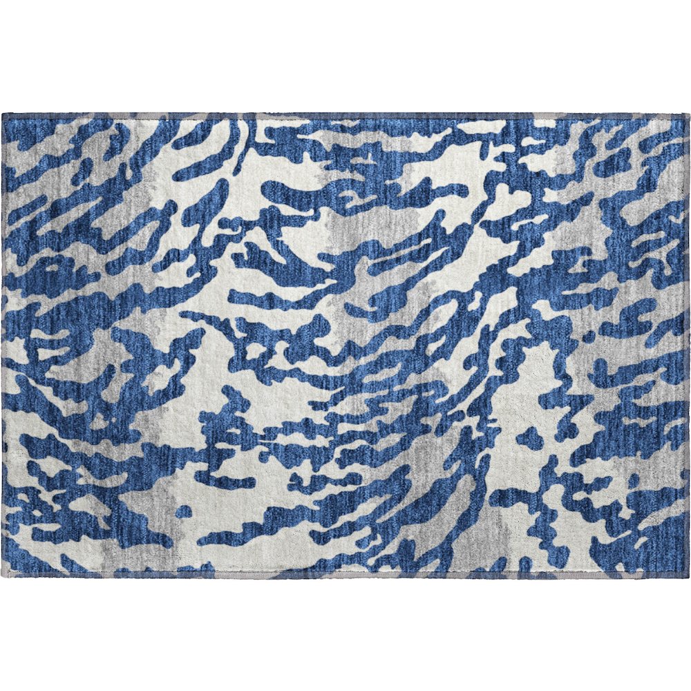 Premium Machine Washable Mayfield AMF873 Navy 1'8" x 2'6" Rug. Picture 1
