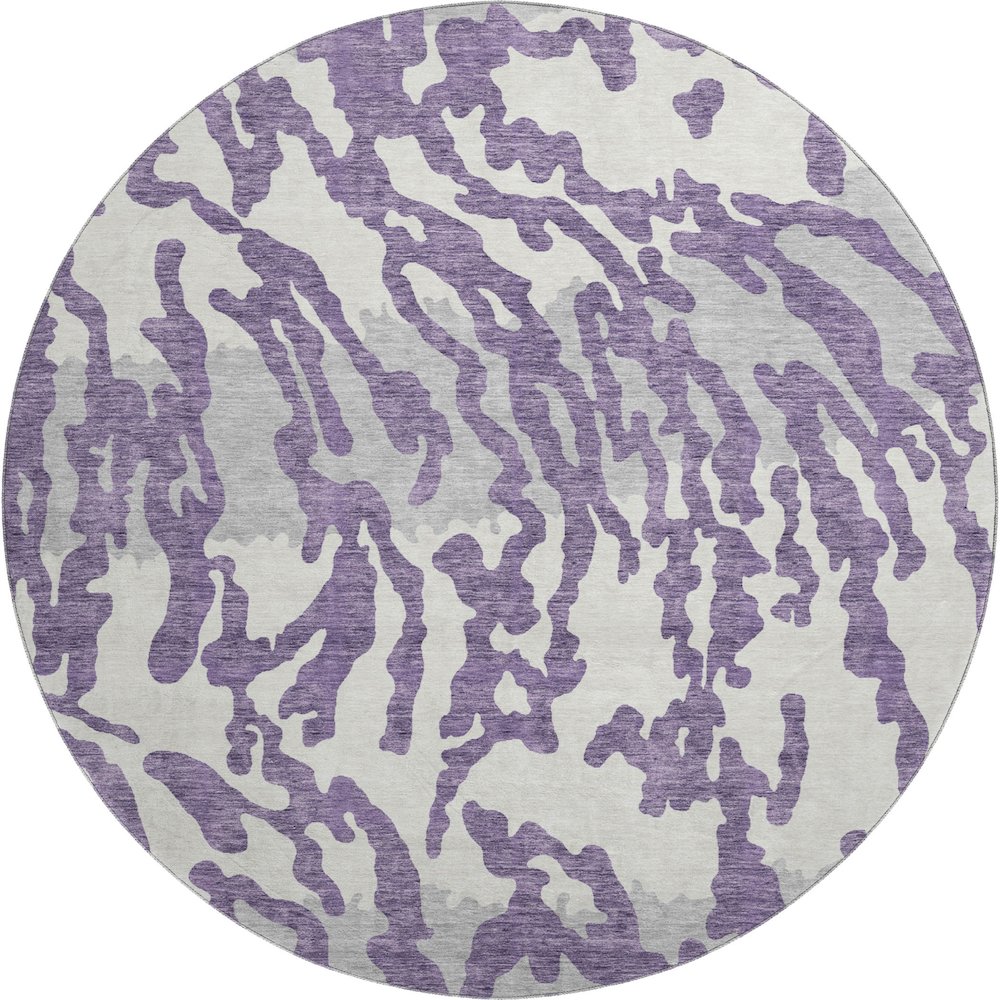 Premium Machine Washable Mayfield AMF873 Purple 8' x 8' Round Rug. Picture 1