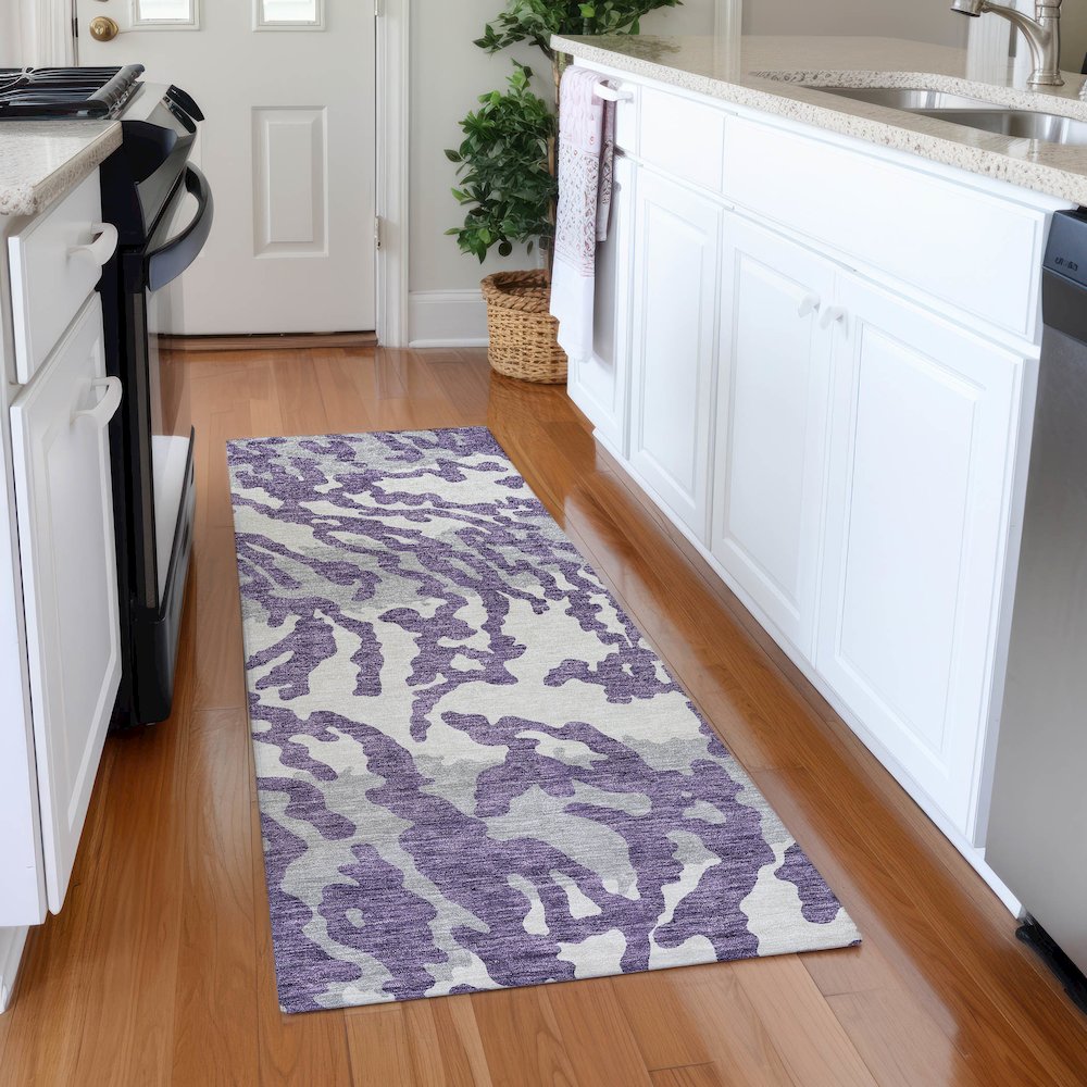 Premium Machine Washable Mayfield AMF873 Purple 2'3" x 7'6" Runner Rug. Picture 5