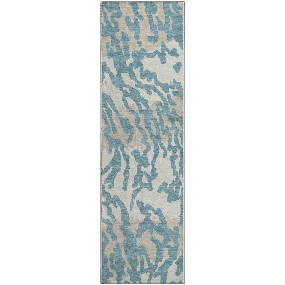 Premium Machine Washable Mayfield AMF873 Teal 2'3" x 7'6" Runner Rug. Picture 1