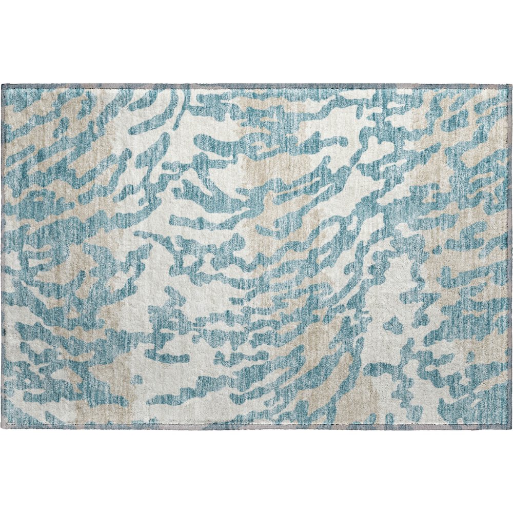 Premium Machine Washable Mayfield AMF873 Teal 1'8" x 2'6" Rug. Picture 1