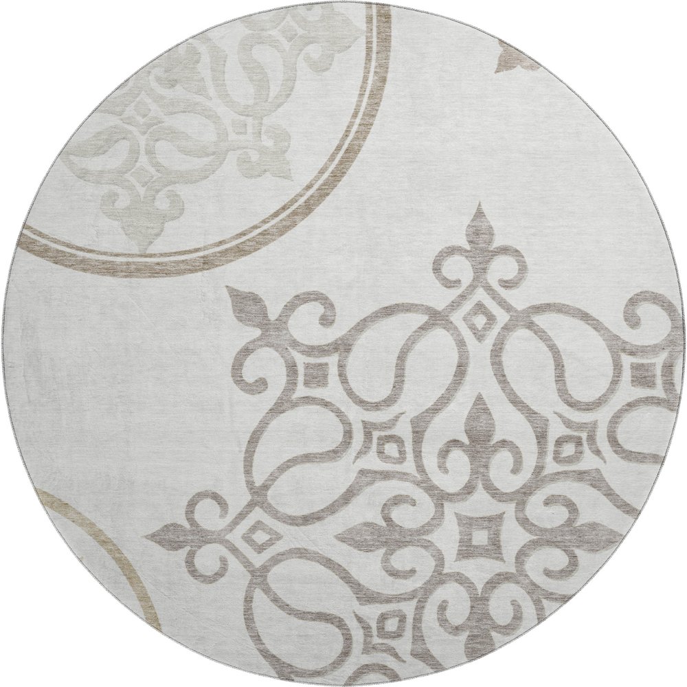 Premium Machine Washable Mayfield AMF874 Ivory 8' x 8' Round Rug. Picture 1