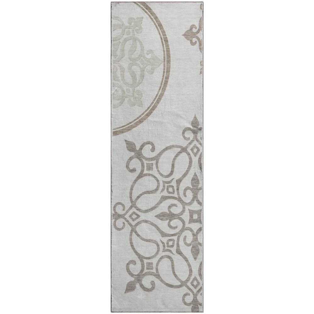 Premium Machine Washable Mayfield AMF874 Ivory 2'3" x 7'6" Runner Rug. Picture 1