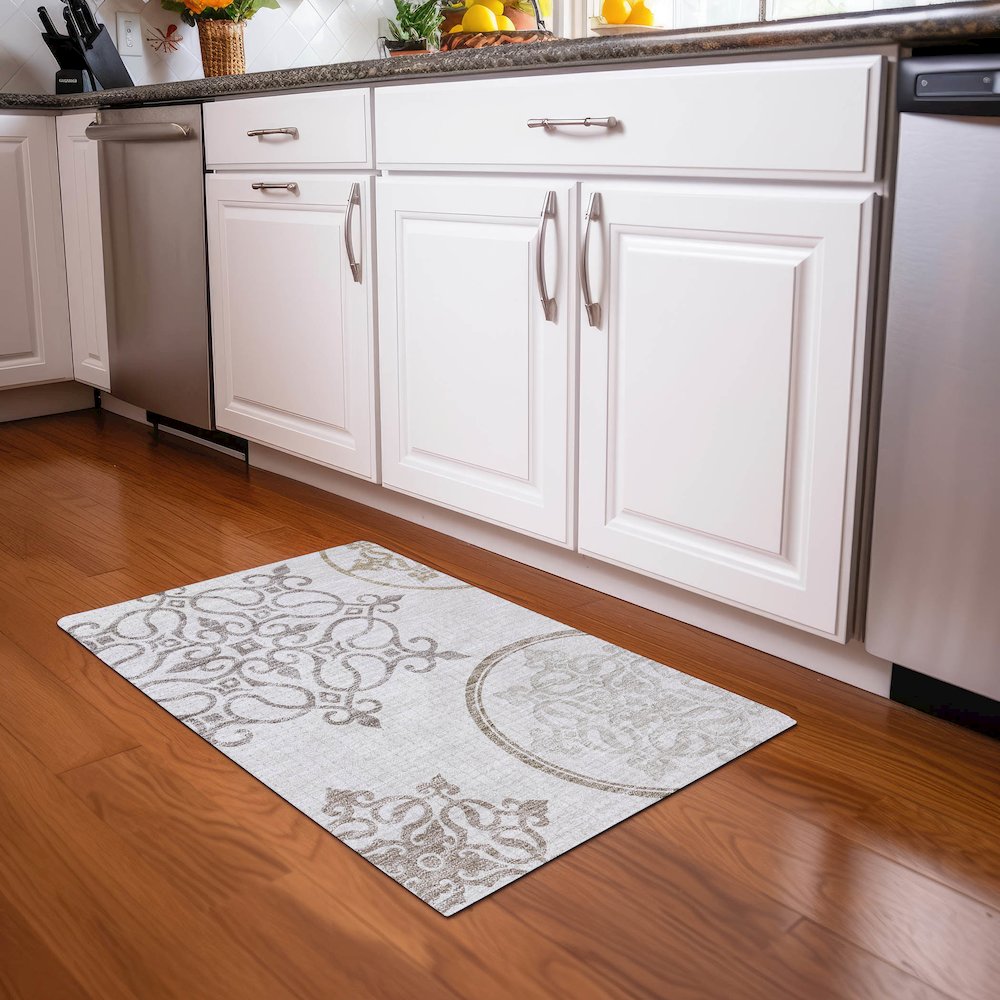 Premium Machine Washable Mayfield AMF874 Ivory 1'8" x 2'6" Rug. Picture 5