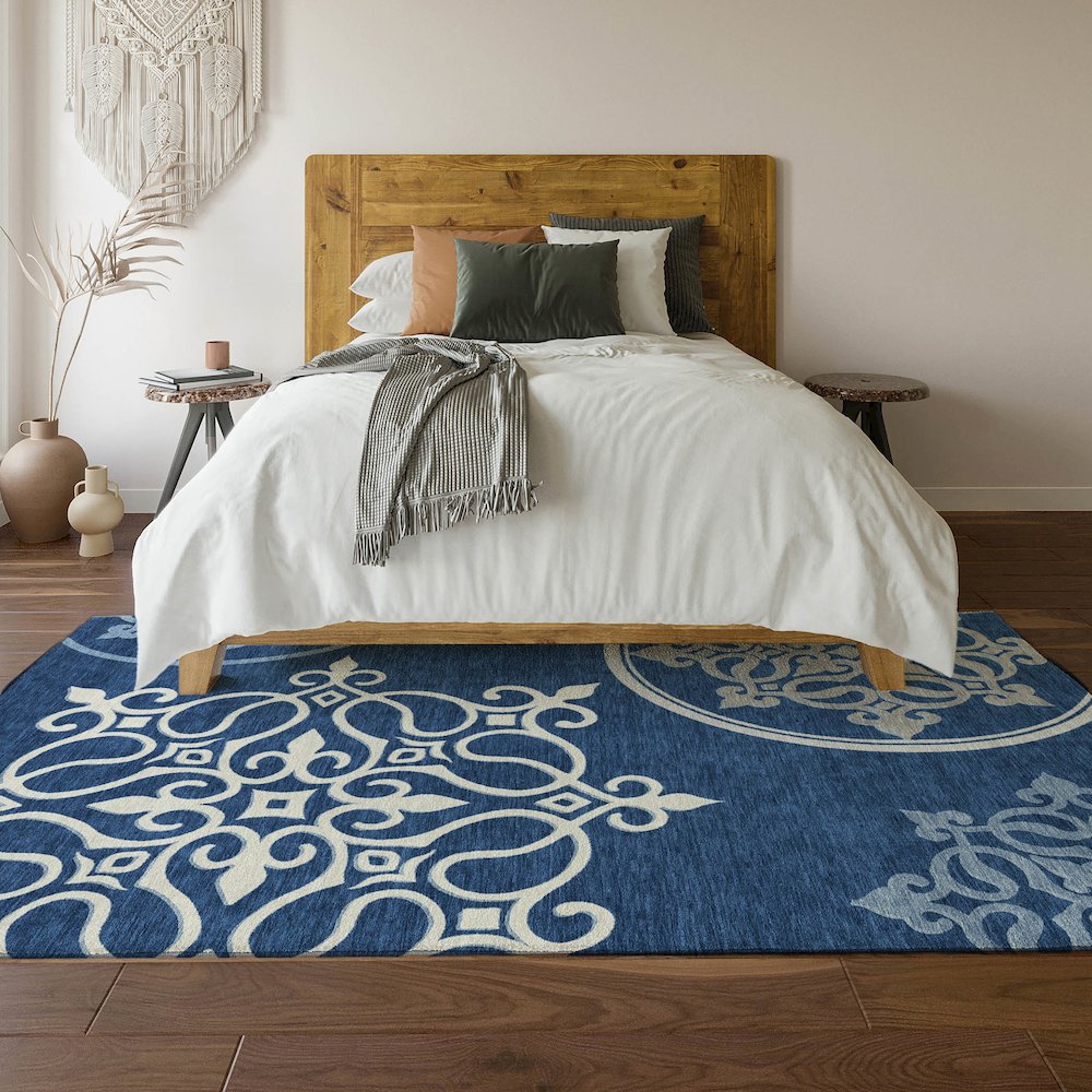 Premium Machine Washable Mayfield AMF874 Navy 2'6" x 3'10" Rug. Picture 6
