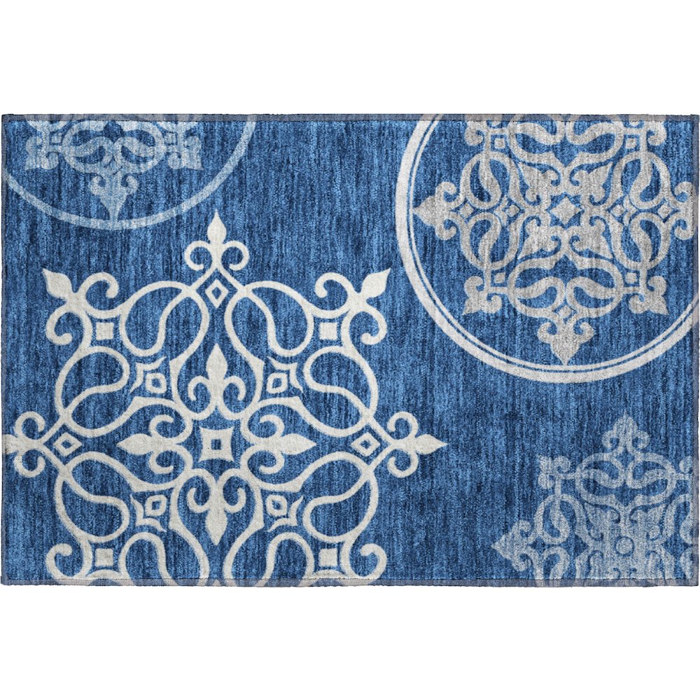 Premium Machine Washable Mayfield AMF874 Navy 1'8" x 2'6" Rug. Picture 1