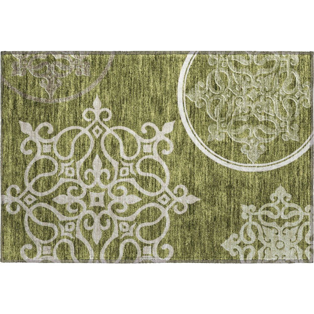 Premium Machine Washable Mayfield AMF874 Olive 1'8" x 2'6" Rug. Picture 1