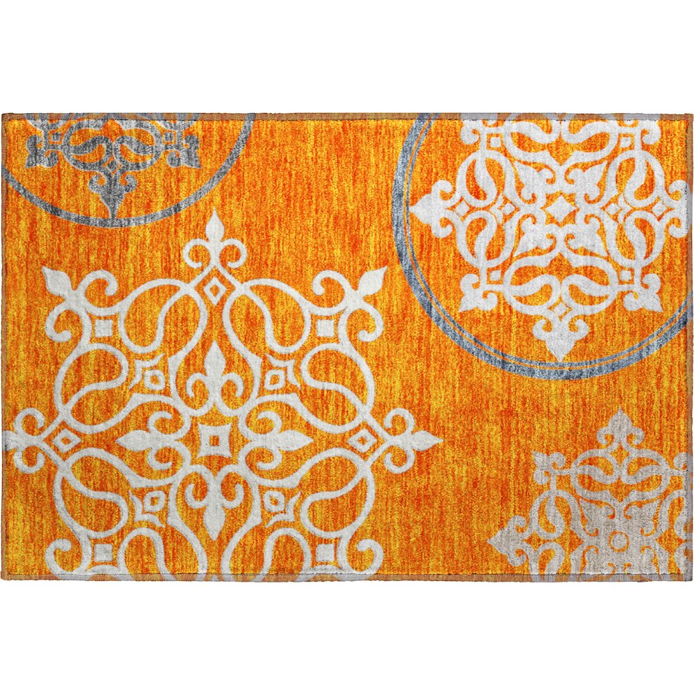 Premium Machine Washable Mayfield AMF874 Orange 1'8" x 2'6" Rug. Picture 1