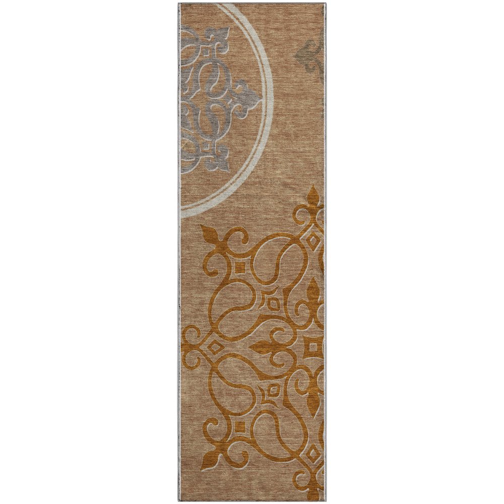 Premium Machine Washable Mayfield AMF874 Terracotta 2'3" x 7'6" Runner Rug. Picture 1