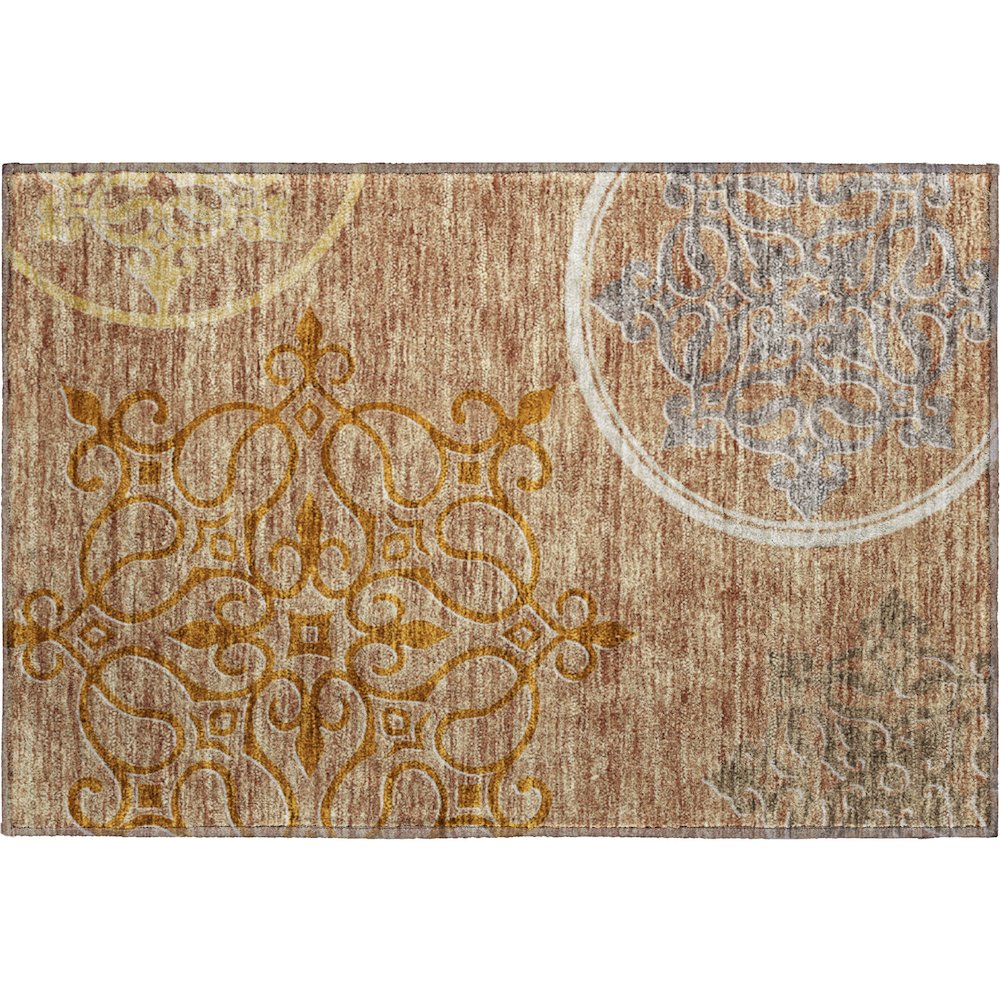 Premium Machine Washable Mayfield AMF874 Terracotta 1'8" x 2'6" Rug. Picture 1