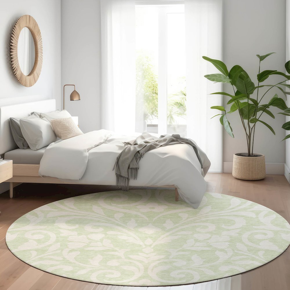 Premium Machine Washable Mayfield AMF875 Aloe 8' x 8' Round Rug. Picture 5