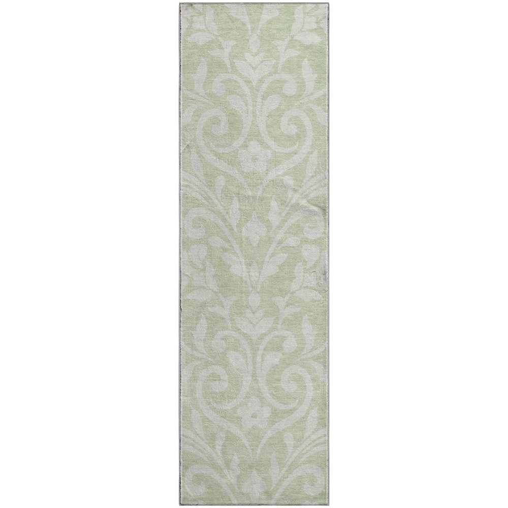 Premium Machine Washable Mayfield AMF875 Aloe 2'3" x 7'6" Runner Rug. Picture 1