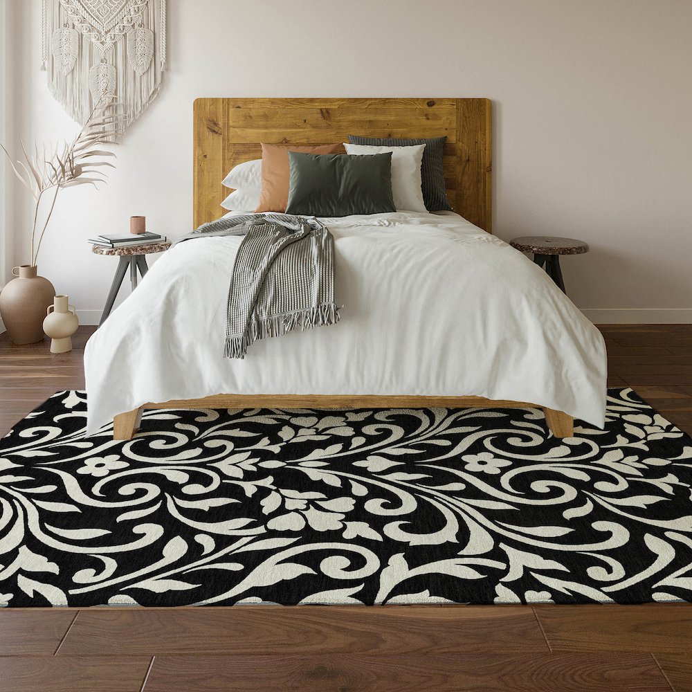 Premium Machine Washable Mayfield AMF875 Black 2'6" x 3'10" Rug. Picture 6