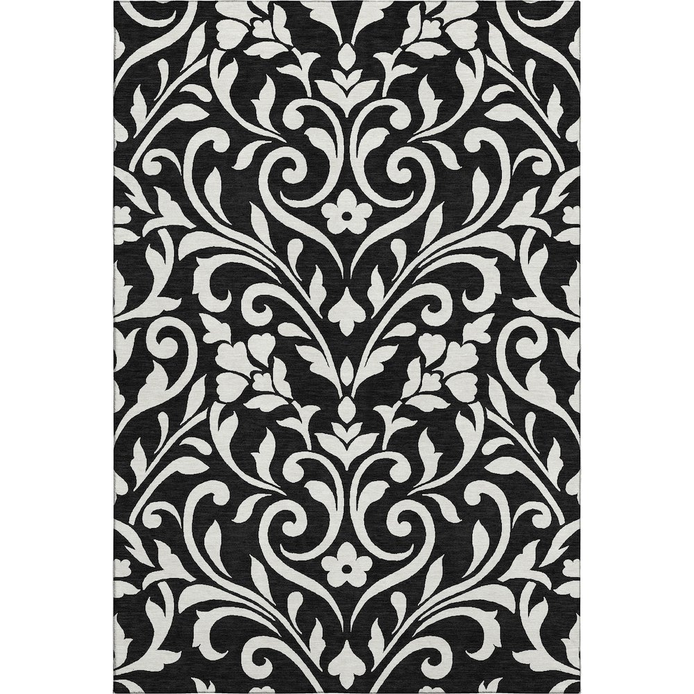 Premium Machine Washable Mayfield AMF875 Black 2'6" x 3'10" Rug. Picture 1