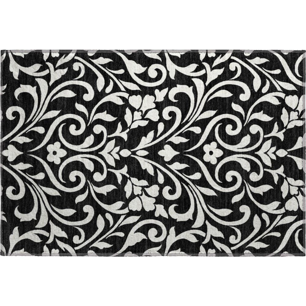 Premium Machine Washable Mayfield AMF875 Black 1'8" x 2'6" Rug. Picture 1