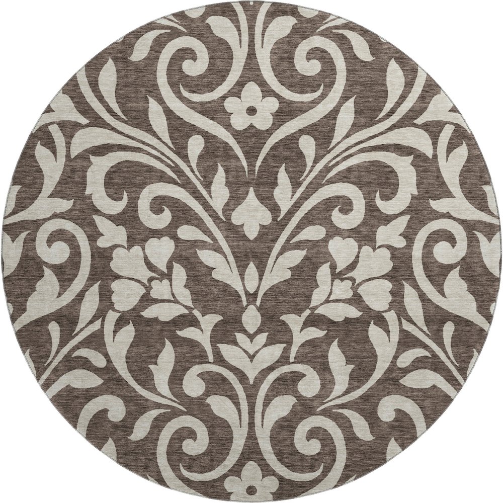 Premium Machine Washable Mayfield AMF875 Chocolate 8' x 8' Round Rug. Picture 1