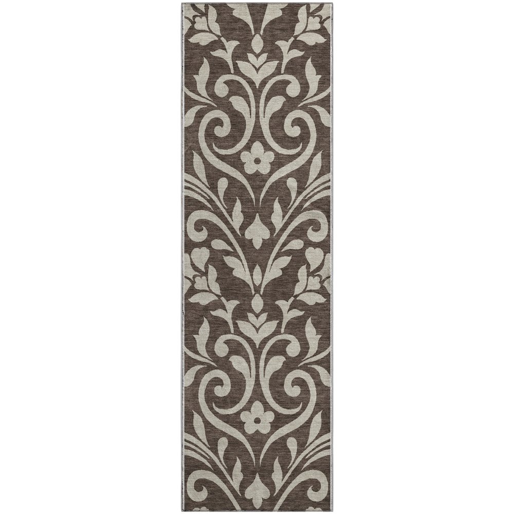 Premium Machine Washable Mayfield AMF875 Chocolate 2'3" x 7'6" Runner Rug. Picture 1