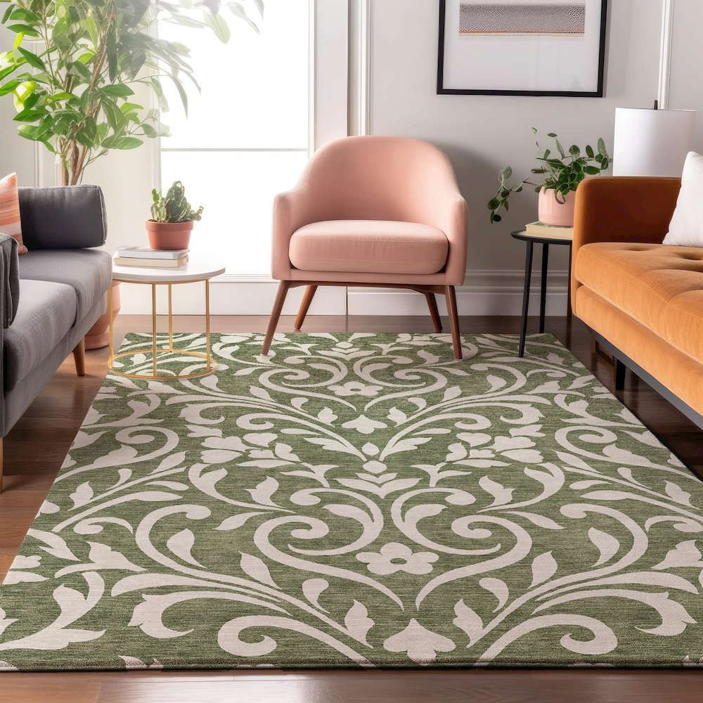 Premium Machine Washable Mayfield AMF875 Fern 2'6" x 3'10" Rug. Picture 5