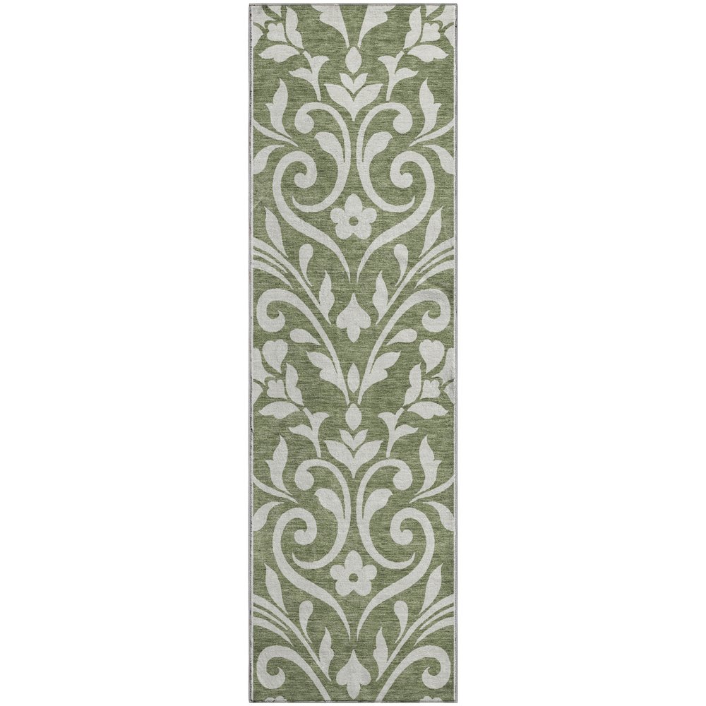 Premium Machine Washable Mayfield AMF875 Fern 2'3" x 7'6" Runner Rug. Picture 1