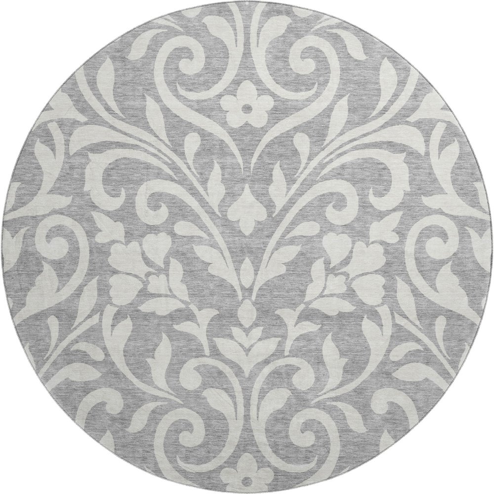 Premium Machine Washable Mayfield AMF875 Gray 8' x 8' Round Rug. Picture 1