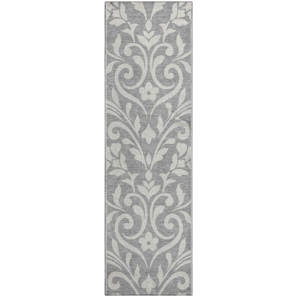 Premium Machine Washable Mayfield AMF875 Gray 2'3" x 7'6" Runner Rug. Picture 1