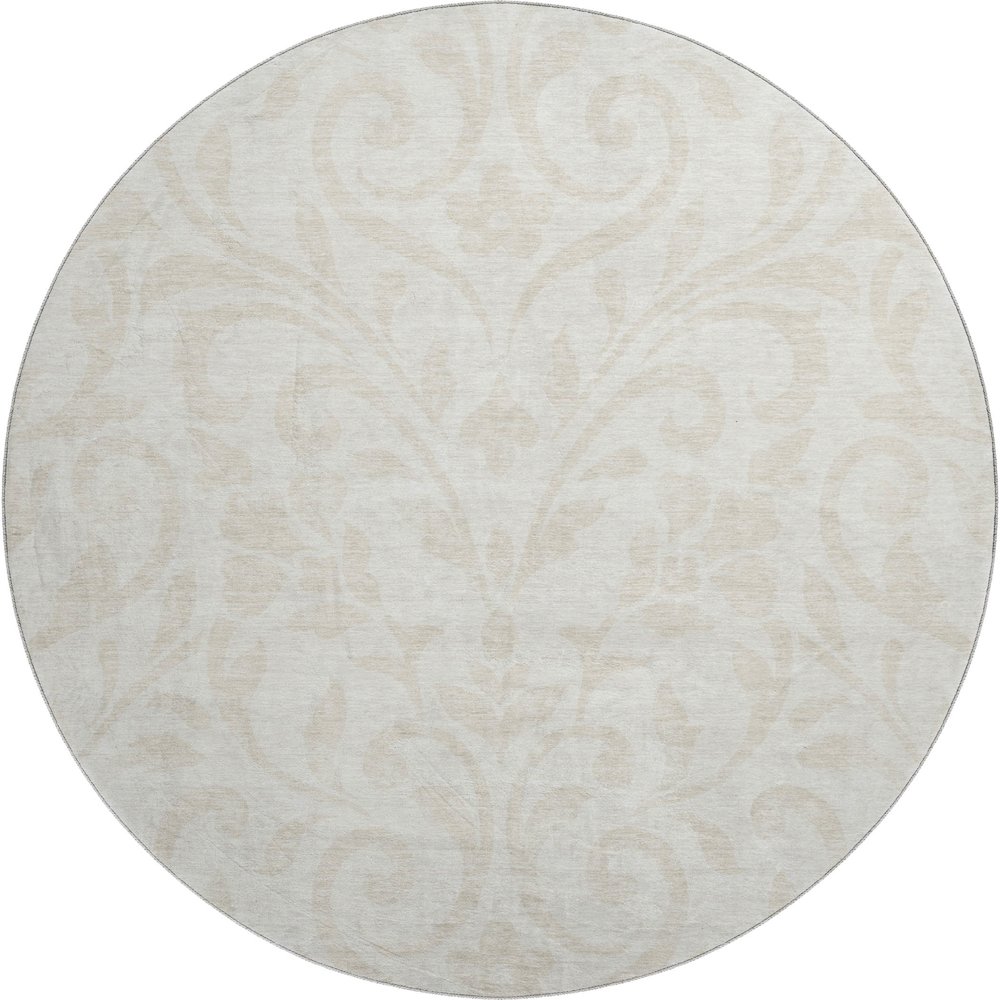 Premium Machine Washable Mayfield AMF875 Ivory 8' x 8' Round Rug. Picture 1