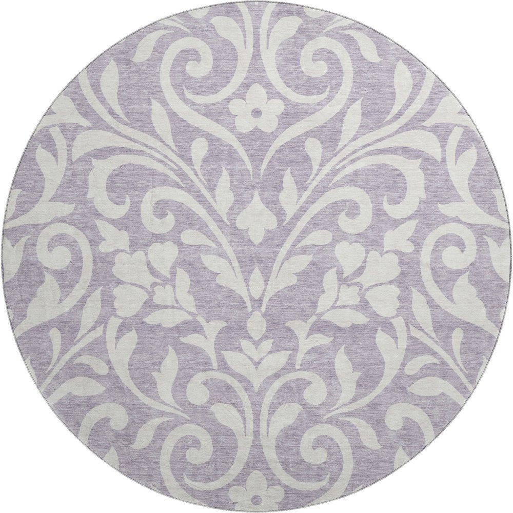 Premium Machine Washable Mayfield AMF875 Lavender 8' x 8' Round Rug. Picture 1