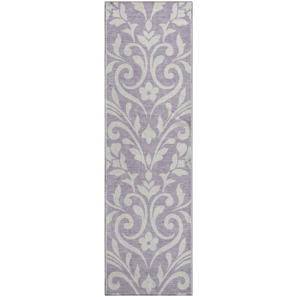 Premium Machine Washable Mayfield AMF875 Lavender 2'3" x 7'6" Runner Rug. Picture 1