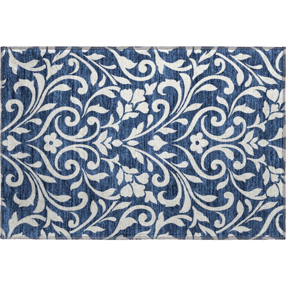 Premium Machine Washable Mayfield AMF875 Navy 1'8" x 2'6" Rug. Picture 1