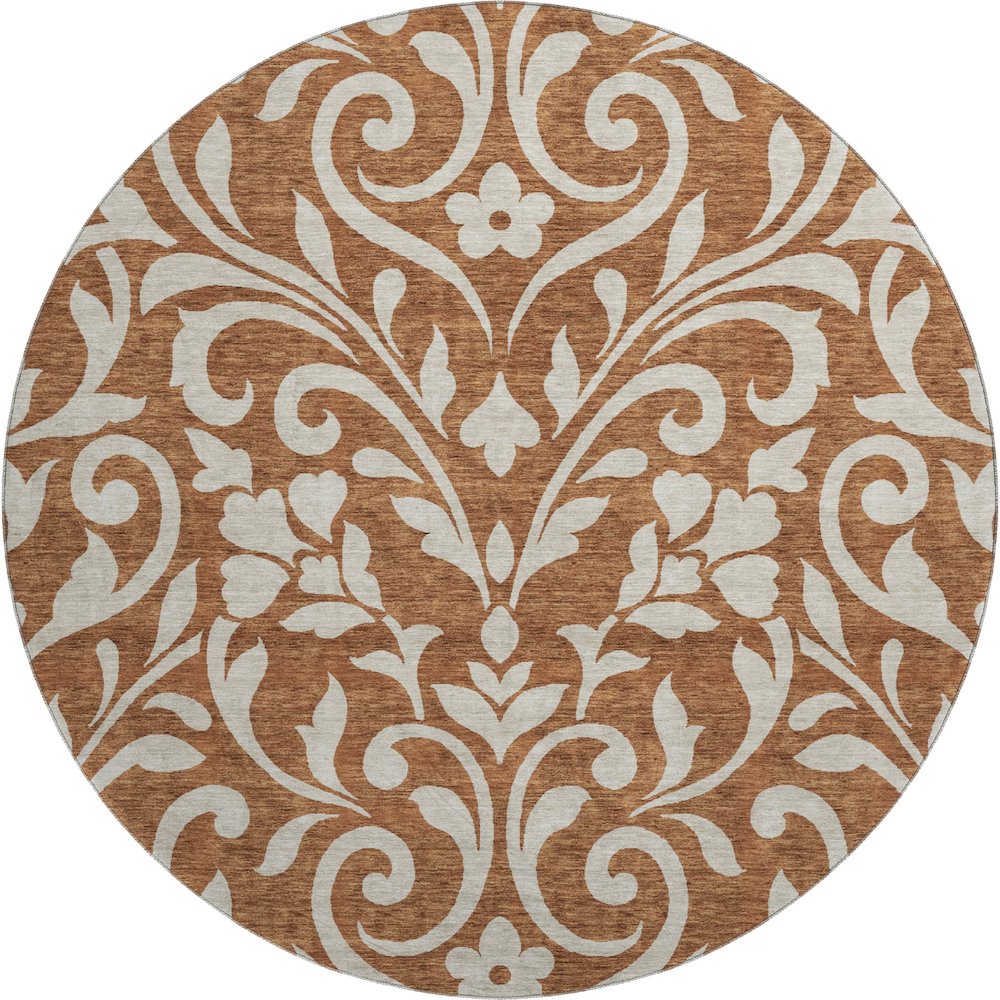 Premium Machine Washable Mayfield AMF875 Paprika 8' x 8' Round Rug. Picture 1