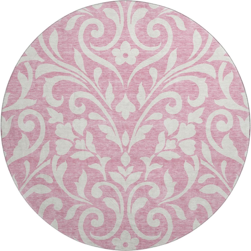 Premium Machine Washable Mayfield AMF875 Pink 8' x 8' Round Rug. Picture 1