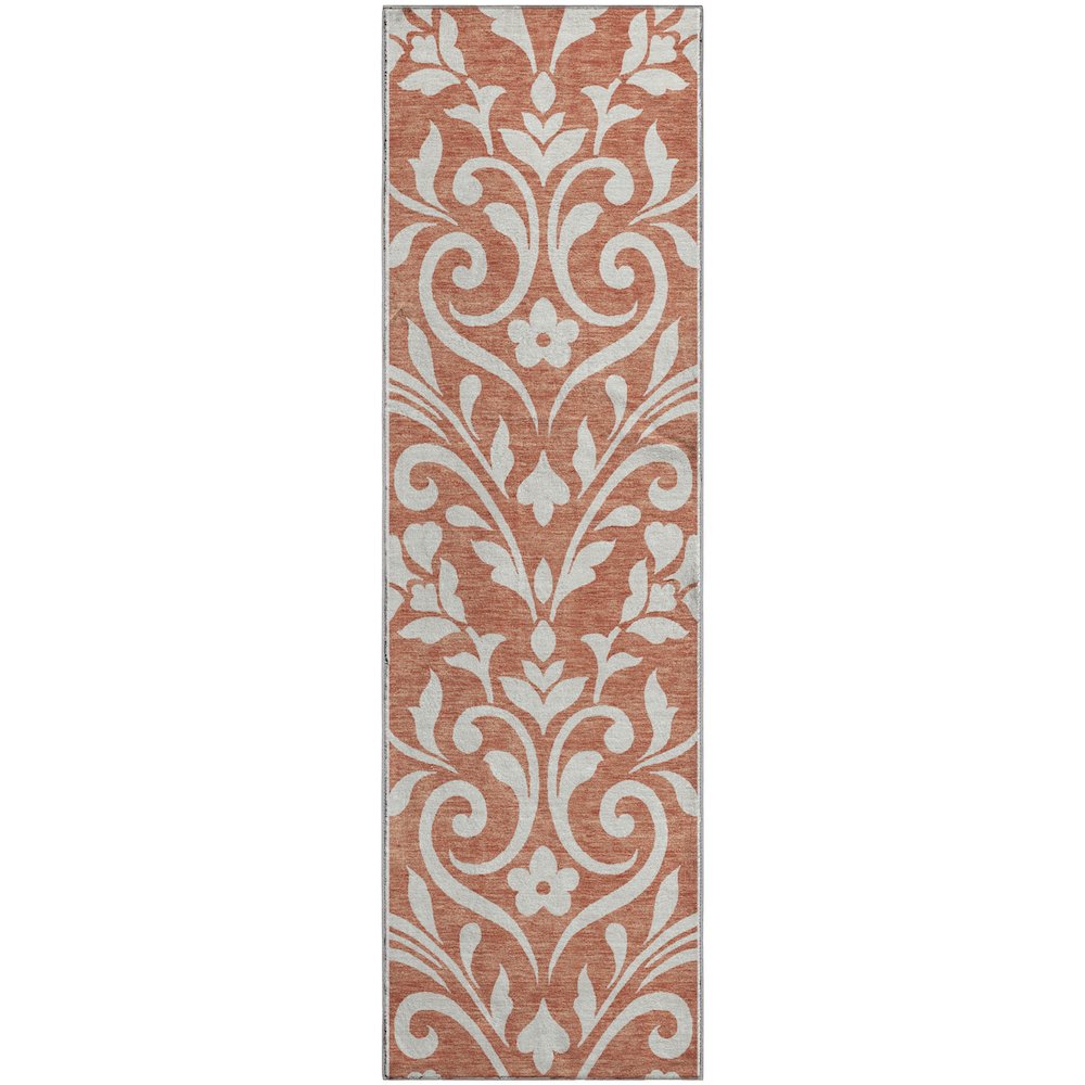 Premium Machine Washable Mayfield AMF875 Salmon 2'3" x 7'6" Runner Rug. Picture 1