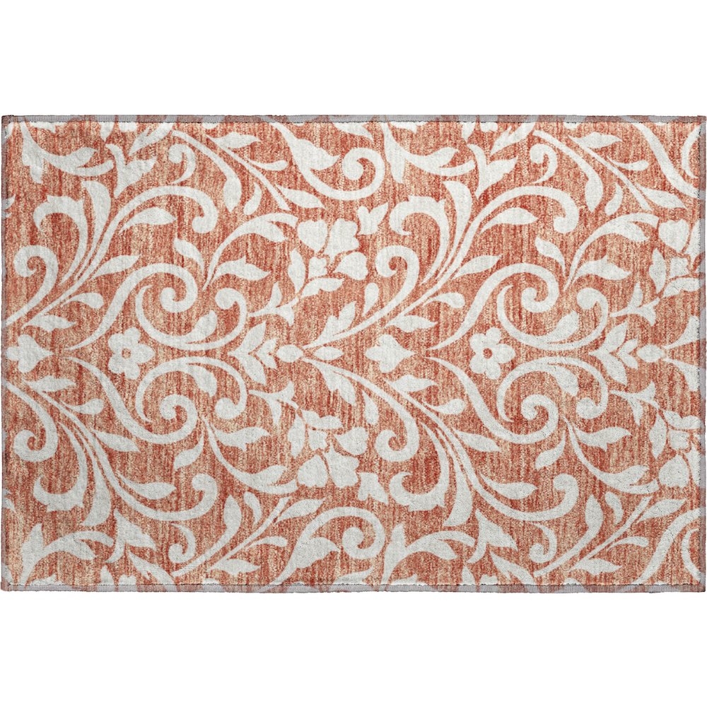 Premium Machine Washable Mayfield AMF875 Salmon 1'8" x 2'6" Rug. Picture 1