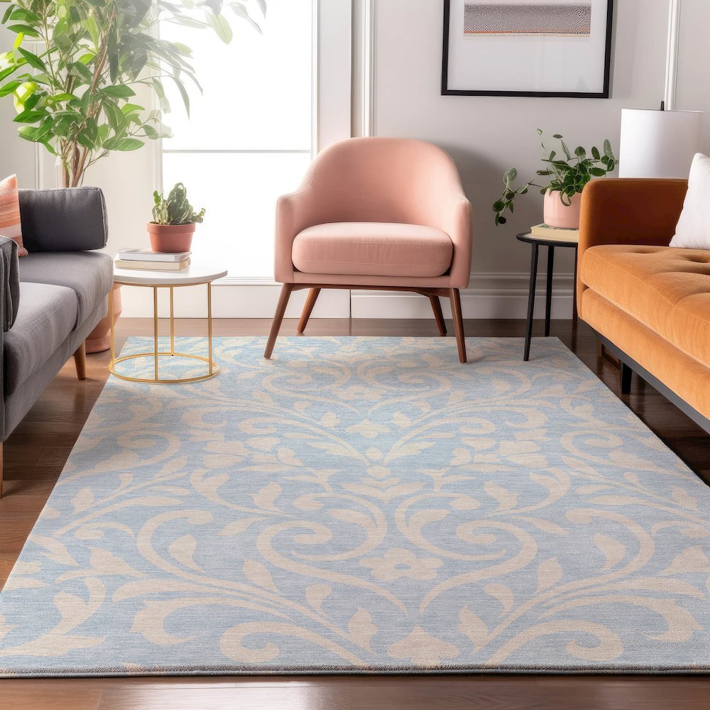 Premium Machine Washable Mayfield AMF875 Sky 2'6" x 3'10" Rug. Picture 5