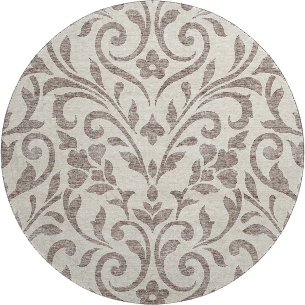 Premium Machine Washable Mayfield AMF875 Taupe 8' x 8' Round Rug. Picture 1